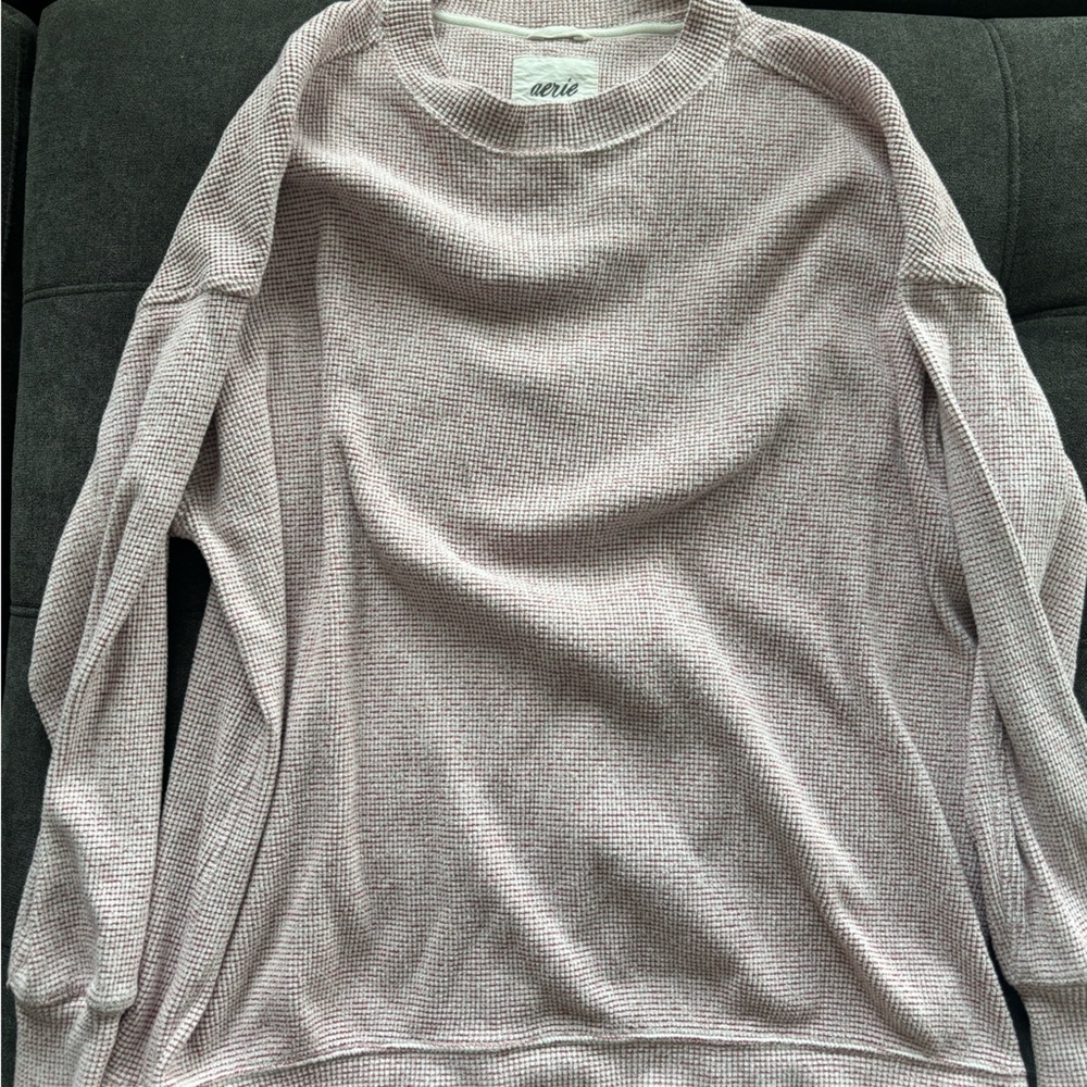 Women’s Waffle Weave Red and White Sweatshirt